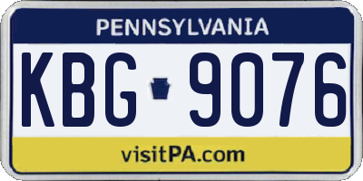 PA license plate KBG9076