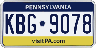PA license plate KBG9078