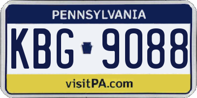 PA license plate KBG9088
