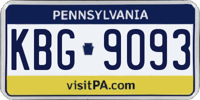 PA license plate KBG9093