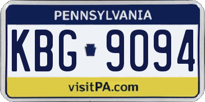 PA license plate KBG9094