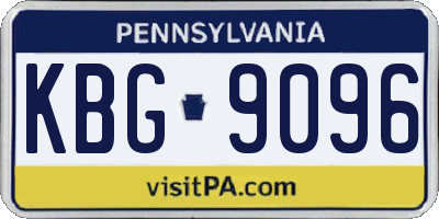 PA license plate KBG9096