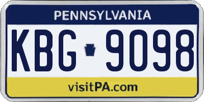 PA license plate KBG9098