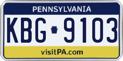 PA license plate KBG9103