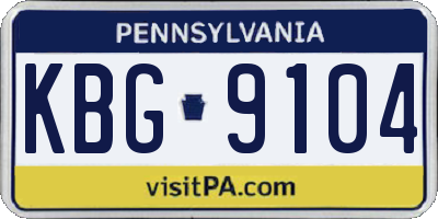 PA license plate KBG9104