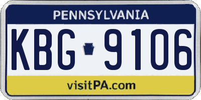PA license plate KBG9106