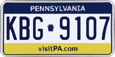 PA license plate KBG9107