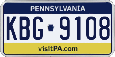 PA license plate KBG9108