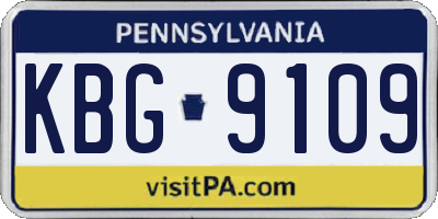 PA license plate KBG9109