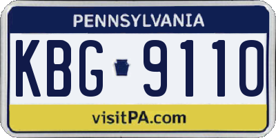 PA license plate KBG9110