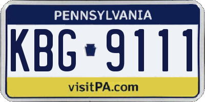 PA license plate KBG9111