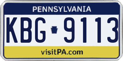 PA license plate KBG9113