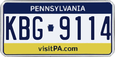 PA license plate KBG9114