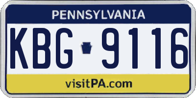 PA license plate KBG9116