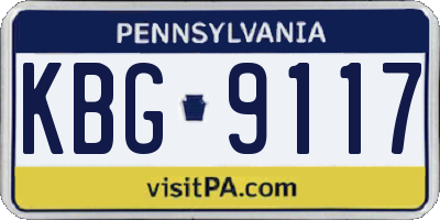 PA license plate KBG9117