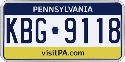 PA license plate KBG9118