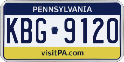 PA license plate KBG9120