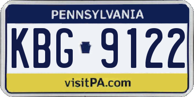 PA license plate KBG9122