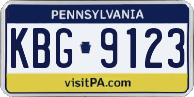 PA license plate KBG9123