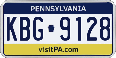 PA license plate KBG9128