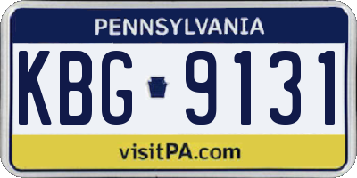 PA license plate KBG9131