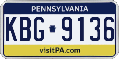PA license plate KBG9136