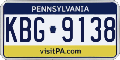 PA license plate KBG9138