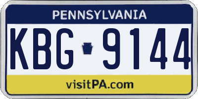 PA license plate KBG9144