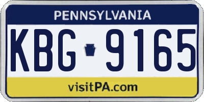 PA license plate KBG9165