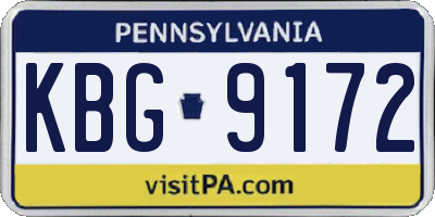 PA license plate KBG9172