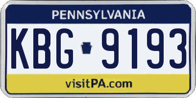 PA license plate KBG9193