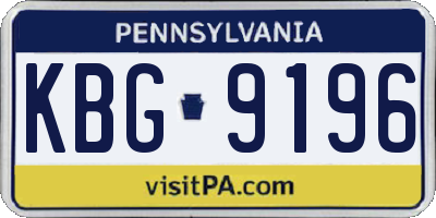 PA license plate KBG9196