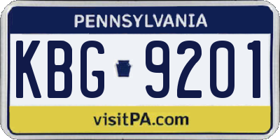 PA license plate KBG9201