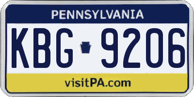 PA license plate KBG9206
