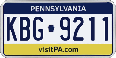 PA license plate KBG9211