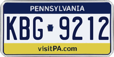 PA license plate KBG9212