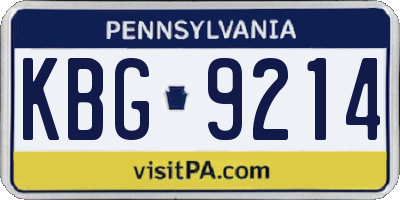 PA license plate KBG9214
