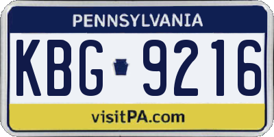 PA license plate KBG9216