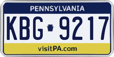PA license plate KBG9217
