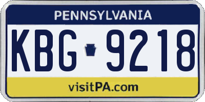 PA license plate KBG9218