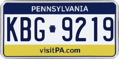 PA license plate KBG9219