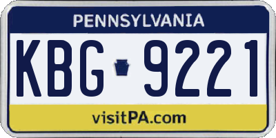 PA license plate KBG9221