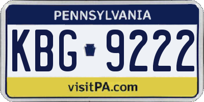 PA license plate KBG9222