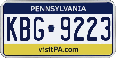 PA license plate KBG9223