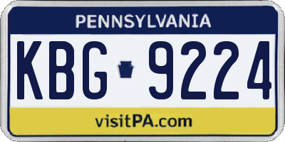PA license plate KBG9224
