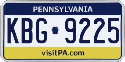 PA license plate KBG9225