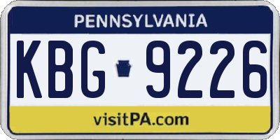 PA license plate KBG9226