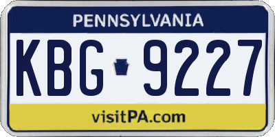 PA license plate KBG9227