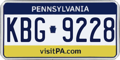 PA license plate KBG9228