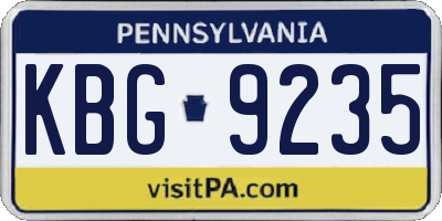 PA license plate KBG9235